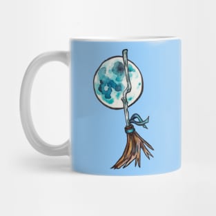 Blue Moon Witch's Broom Mug